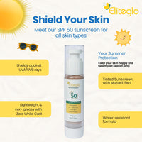 Eliteglo Tinted Sunscreen Gel SPF 50 PA+++ Matte Effect 50ml
