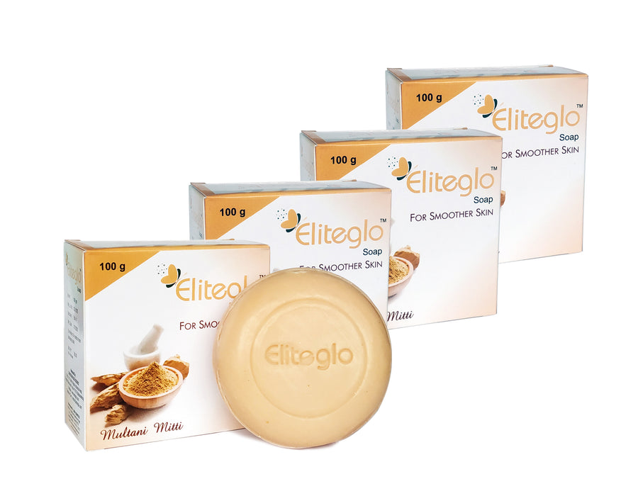 Eliteglo Multani Mitti Bath Soap For Smoother Skin (Pack of 4)