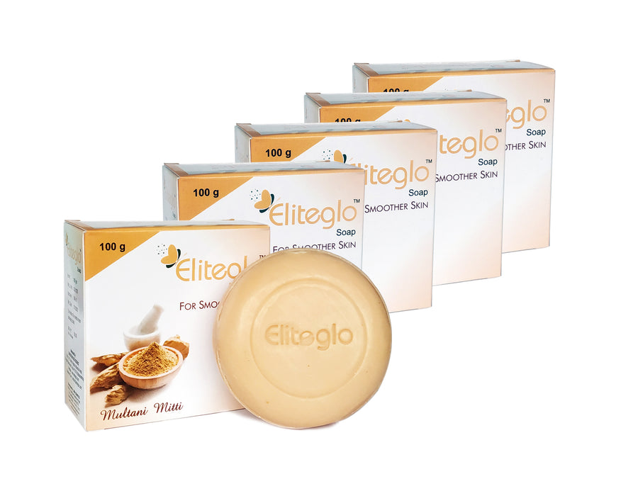 Eliteglo Multani Mitti Bath Soap For Smoother Skin (Pack of 5)